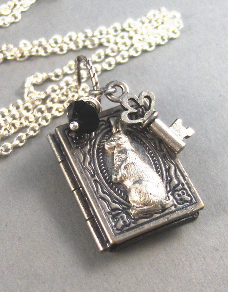 The Story of Peter Rabbit,Silver Locket,Antique Locket,Book Locket,Rabbit,Key,Silver. Handmade Jewelry by Vallegirldesigns on Etsy.