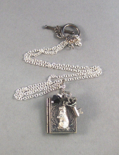 The Story of Peter Rabbit,Silver Locket,Antique Locket,Book Locket,Rabbit,Key,Silver. Handmade Jewelry by Vallegirldesigns on Etsy.