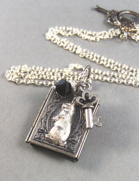 The Story of Peter Rabbit,Silver Locket,Antique Locket,Book Locket,Rabbit,Key,Silver. Handmade Jewelry by Vallegirldesigns on Etsy.
