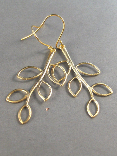Olive Branch,Gold Earrings,Wedding Jewelery, Gold Filled,Wedding,Bride,Twigg,Nature. Handmade jewelery by valleygirldesigns on Etsy.