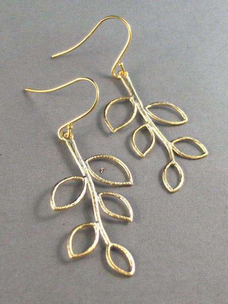 Olive Branch,Gold Earrings,Wedding Jewelery, Gold Filled,Wedding,Bride,Twigg,Nature. Handmade jewelery by valleygirldesigns on Etsy.
