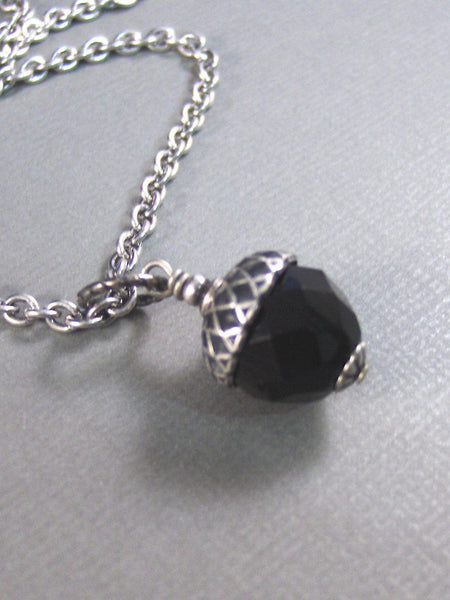 November,Acorn,Necklace,Pendant,Silver Necklace,Antiqued,Black,Onyx,Fall,Wedding. Handmade jewelery by valleygirldesigns.