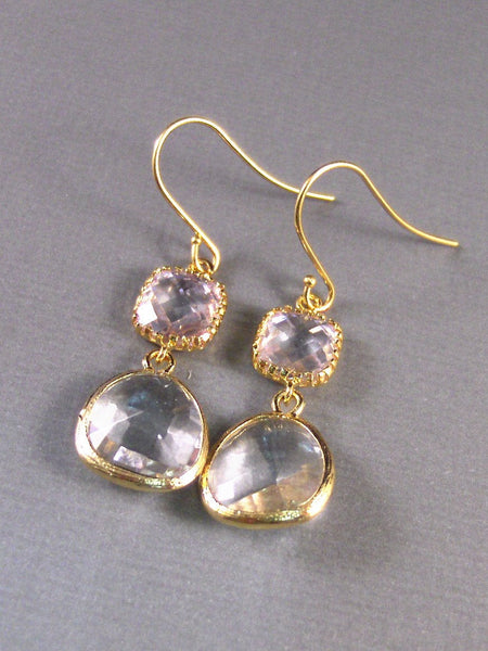 Muriel,Diamond Earring,Gold Earrings, Golf Filled,Gold Diamond,Wedding,Bride,Crystal. Handmade jewelery by valleygirldesigns.