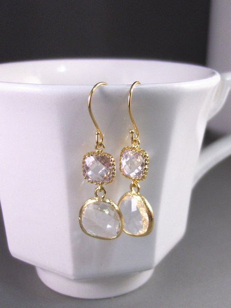 Muriel,Diamond Earring,Gold Earrings, Golf Filled,Gold Diamond,Wedding,Bride,Crystal. Handmade jewelery by valleygirldesigns.