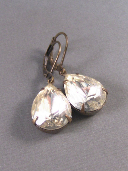 Iridessa,Diamond Earrings,Vintage Earrings,Vintage Diamond Earrings,Diamond,Brass,Wedding. Handmade jewelry by valleygirldesigns.