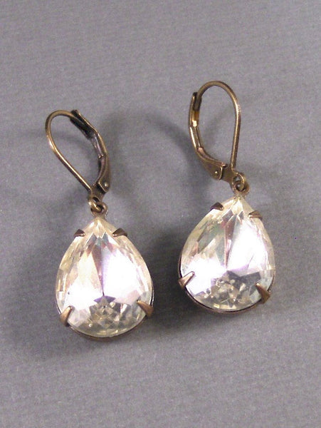 Iridessa,Diamond Earrings,Vintage Earrings,Vintage Diamond Earrings,Diamond,Brass,Wedding. Handmade jewelry by valleygirldesigns.