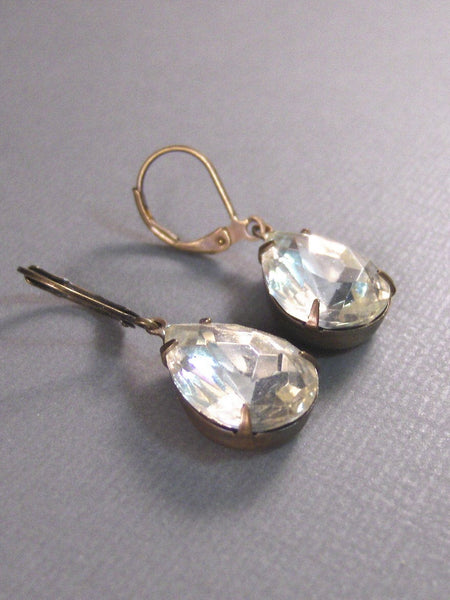 Iridessa,Diamond Earrings,Vintage Earrings,Vintage Diamond Earrings,Diamond,Brass,Wedding. Handmade jewelry by valleygirldesigns.