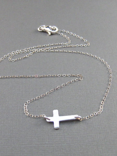 Mary,Necklace,Wedding,Cross Necklace,Cross,Sterling Silver,Silver,Horizontal,Sideways Cross. Handmade jewelry by valleygirldesigns.