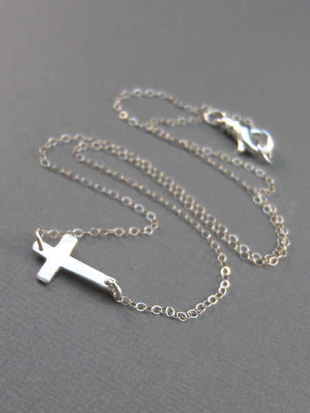 Mary,Necklace,Wedding,Cross Necklace,Cross,Sterling Silver,Silver,Horizontal,Sideways Cross. Handmade jewelry by valleygirldesigns.