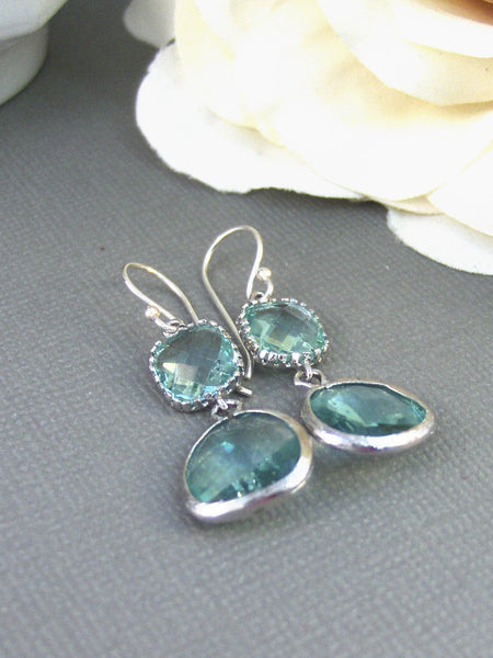 Ocean, Diamond Earrings,Silver Earrings,Sterling Silver,Bride,Green,Peridot,Wedding,Handmade jewelery by Valleygirldesigns on Etsy