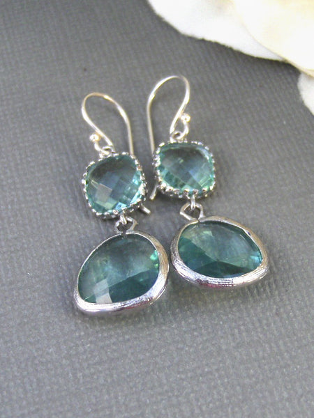 Ocean, Diamond Earrings,Silver Earrings,Sterling Silver,Bride,Green,Peridot,Wedding,Handmade jewelery by Valleygirldesigns on Etsy