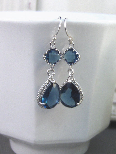 Something Blue,Earrings,Sapphire Earrings,Silver Earrings,Sterling Silver,Bride,Blue,Navy,Wedding,Handmade jewelery by Valleygirldesigns