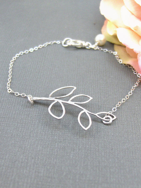 Olive Branch,Sterling Silver,Silver Branch,Silver Bracelet,Branch,Family,Bride,Wedding. Handmade jewelry by valleygirldesigns on Etsy.