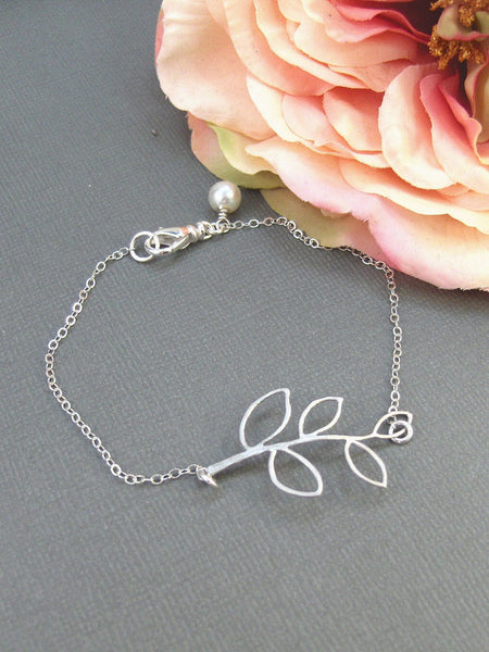 Olive Branch,Sterling Silver,Silver Branch,Silver Bracelet,Branch,Family,Bride,Wedding. Handmade jewelry by valleygirldesigns on Etsy.
