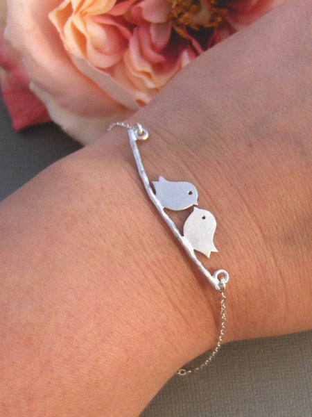 Silver Love Birds,Sterling Silver,Silver Branch,Silver Bracelet,Bird,Family,Bride,Wedding. Handmade jewelry by valleygirldesigns on Etsy.