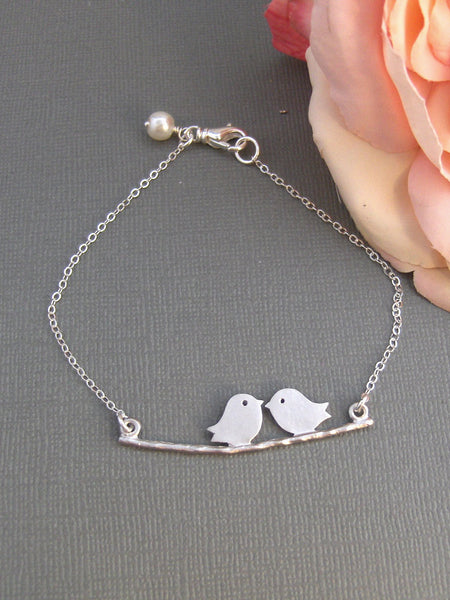 Silver Love Birds,Sterling Silver,Silver Branch,Silver Bracelet,Bird,Family,Bride,Wedding. Handmade jewelry by valleygirldesigns on Etsy.