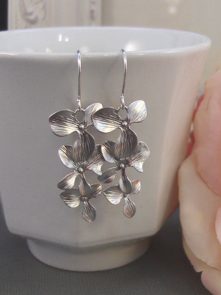 Silver Cascade,Flower Earring,Sterling Silver Earring,Silver Earrings,Wedding Jewelry,Sterling Silver,Cherry Blossom Earring valleygirldesig
