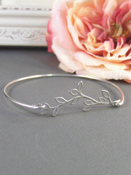 Hazel Branch,Sterling Silver,Silver Branch,Silver Bracelet,Branch,Bangle,Bride,Wedding. Handmade jewelry by valleygirldesigns on Etsy.