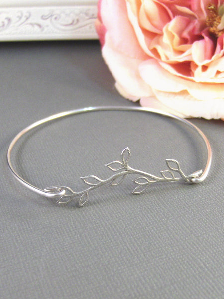 Hazel Branch,Sterling Silver,Silver Branch,Silver Bracelet,Branch,Bangle,Bride,Wedding. Handmade jewelry by valleygirldesigns on Etsy.