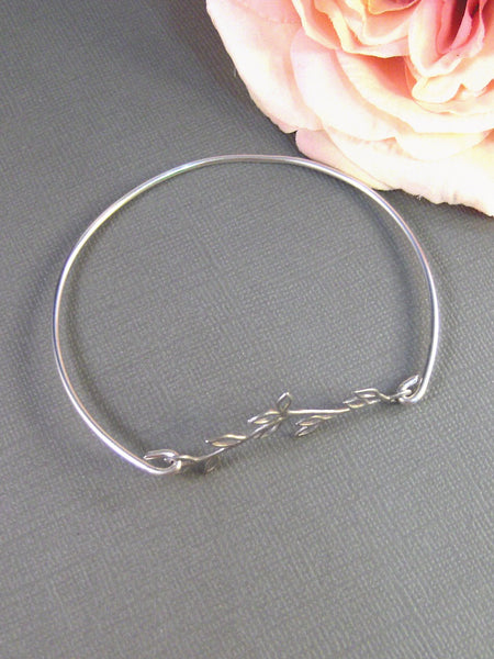 Hazel Branch,Sterling Silver,Silver Branch,Silver Bracelet,Branch,Bangle,Bride,Wedding. Handmade jewelry by valleygirldesigns on Etsy.
