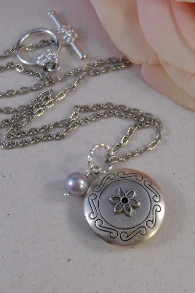 Petite Violet,Locket,Silver Locket,Antique Locket,Girl,Child,Baby,Girl Locket,Pink,Purple. Handmade jewelry by valleygirldesigns.