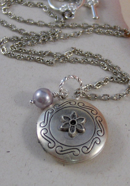 Petite Violet,Locket,Silver Locket,Antique Locket,Girl,Child,Baby,Girl Locket,Pink,Purple. Handmade jewelry by valleygirldesigns.