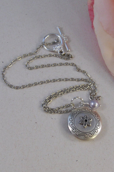 Petite Violet,Locket,Silver Locket,Antique Locket,Girl,Child,Baby,Girl Locket,Pink,Purple. Handmade jewelry by valleygirldesigns.