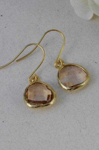 Peach Tree Drops. Gold Earrings,Peach,Peach Earrings,Bride,Wedding,Topaz,Birthstone,November. Handmade jewelery by Valleygirldesigns.