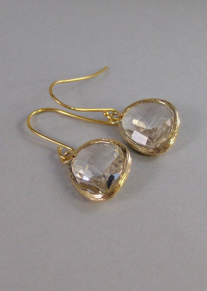 Twinkle Drops. Gold Earrings,Diamond,Diamond Earrings,Bride,Wedding,April,Birthstone,Crystal. Handmade jewelery by Valleygirldesigns.
