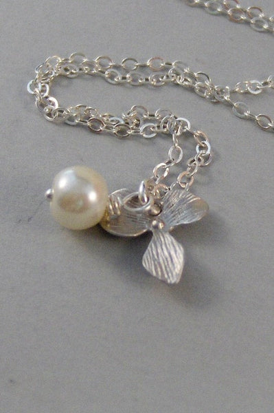 Blossom Drop,Necklace,Silver Necklace,Flower,Blossom,Sterling Silver,Bride,Wedding,Lotus. Valley Girl Designs