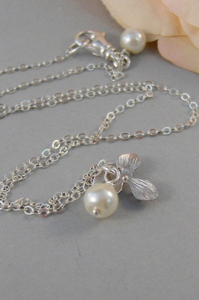 Blossom Drop,Necklace,Silver Necklace,Flower,Blossom,Sterling Silver,Bride,Wedding,Lotus. Valley Girl Designs