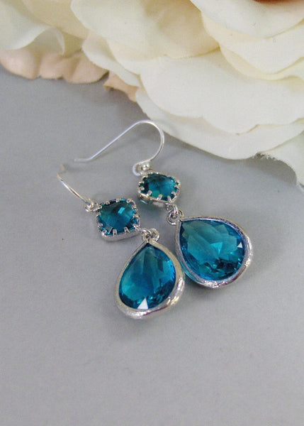 Blue Lagoon,Blue Topaz,Earring,Silver Earrings,Teal,Aqua,December Birthstone,Wedding,Bride,Crystal. Handmade jewelery by valleygirldesigns.
