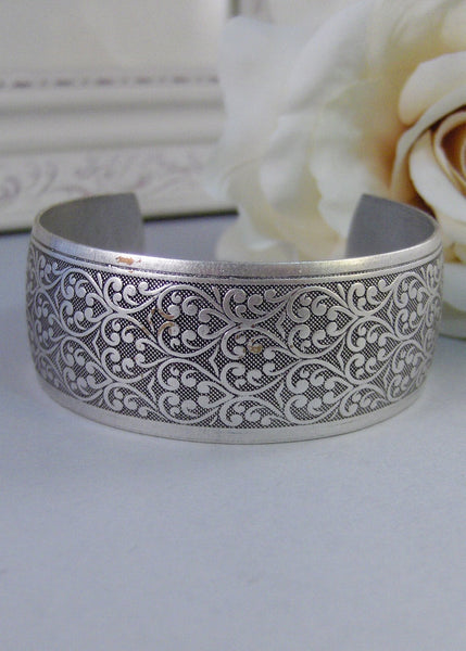 Clara,Bracelet,Cuff,Silver Bracelet,Cuff Bracelet,Bracelet,Silver,Antique Bracelet,Wedding,Bride.Handmade Jewelry by valleygirldesigns.
