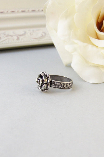 Heirloom Rose,Ring,Silver Ring,Silver Rose,Ring,Rose Ring,Antique Ring,Antique Silver,Victorian,Handmade jewelery by valleygirldesigns.