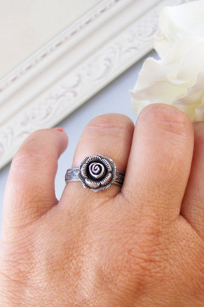 Heirloom Rose,Ring,Silver Ring,Silver Rose,Ring,Rose Ring,Antique Ring,Antique Silver,Victorian,Handmade jewelery by valleygirldesigns.