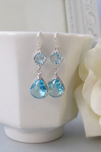 Breeze,Earrings, Aquamarine Earrings,Silver Earrings,Sterling Silver,Bride,Blue,Aqua,Wedding,Handmade jewelery by Valleygirldesigns on Etsy