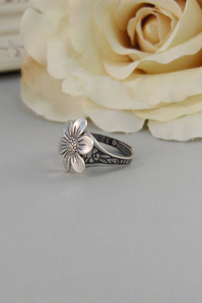 Posey,Ring,Silver Ring,Silver Blossom,Ring,Flower Ring,Antique Ring,Antique Silver,Victorian,Handmade jewelery by valleygirldesigns.