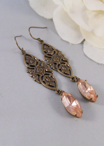Crushed Roses,Earring,Vintage Earrings,Pink Rhinestone,Diamond Earrings,Rhinestone,Diamond,Earrings.Handmade jewelry by Valleygirldesigns.