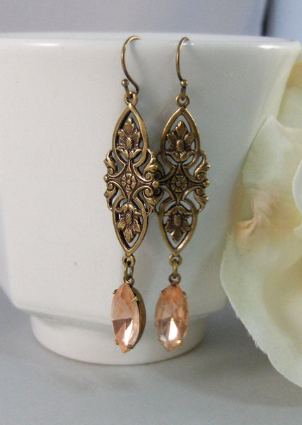 Crushed Roses,Earring,Vintage Earrings,Pink Rhinestone,Diamond Earrings,Rhinestone,Diamond,Earrings.Handmade jewelry by Valleygirldesigns.