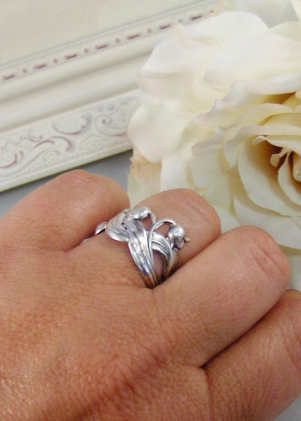 Lily Ring,Ring,Silver,Twig,Branch, Ring,Antique Ring,Silver Ring,Woodland,Wedding,Bridesmaid. Handmade jewelery by valleygirldesigns.