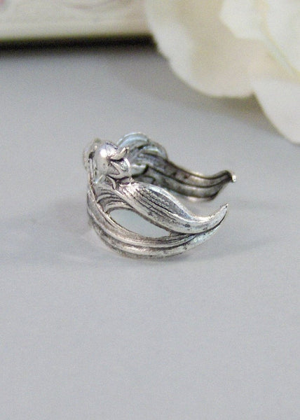Lily Ring,Ring,Silver,Twig,Branch, Ring,Antique Ring,Silver Ring,Woodland,Wedding,Bridesmaid. Handmade jewelery by valleygirldesigns.