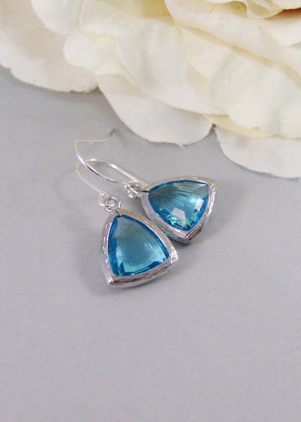 Carribean,Aquamarine Earrings,Silver Earrings,Sterling Silver,Bride,Aquamarine,Wedding,Handmade by Valleygirldesigns on Etsy