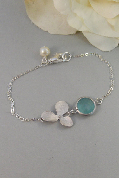 Rain Blossom,Bracelet,Aqumarine,Sterling Silver,Blossom,Flower,Blue,Silver Bracelet,Orchid,Bride,Bridesmaid. Jewelry by valleygirldesigns.