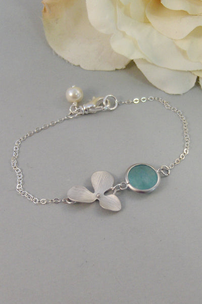 Rain Blossom,Bracelet,Aqumarine,Sterling Silver,Blossom,Flower,Blue,Silver Bracelet,Orchid,Bride,Bridesmaid. Jewelry by valleygirldesigns.