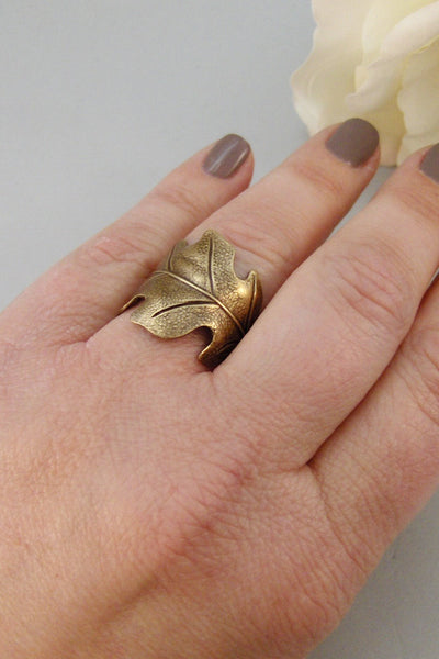 Brass Leaf,Ring,Brass,Leaf,Twigg,Branch,Leaf Ring,Antique Ring,Silver Ring,Woodland, Handmade jewelery by valleygirldesigns.