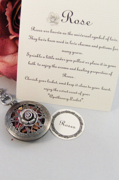 Scented Rose,Locket,Silver,Apothecary,Rose,Pink,Love,Antique Locket,Floral,Jewelry. Handmade jewelry by valleygirldesigns.