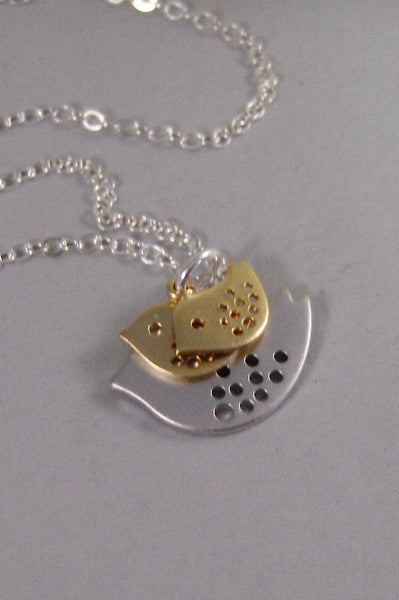 Nesting Little Birds,Silver Necklace,Bird,Mommy,Baby,Little,Girl,Bird Necklace,Two,Silver Pendant,jewelery by valleygirldesigns on Etsy.