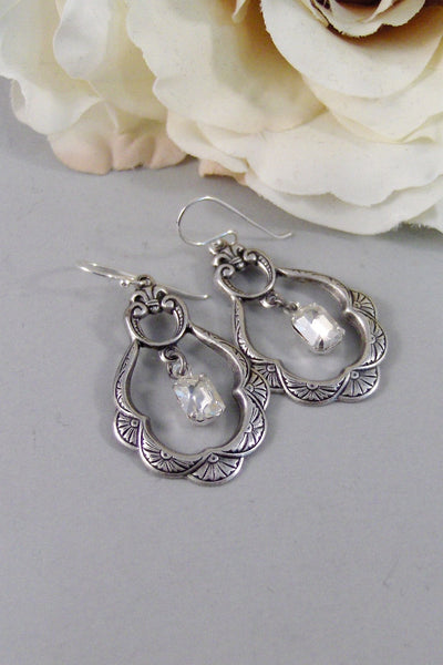 Princess,Earring,Vintage Earrings,Diamond,Diamond Earrings,Clear,Crystal,Rhinestone. Handmade Jewelry by valleygirldesigns.