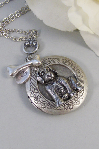 Puppy Love,Locket,Silver Locket,Dog,Puppy,Pet, Locket,Dog Jewelry,Necklace. Handmade Jewelry by valleygirldesigns