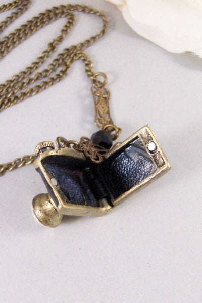 Sweet Memories,Locket,Necklace,Camera,Antique Locket,Brass Locket,Pictuer,Photo,Steampunk,Handmade jewelry by valleygirldesigns